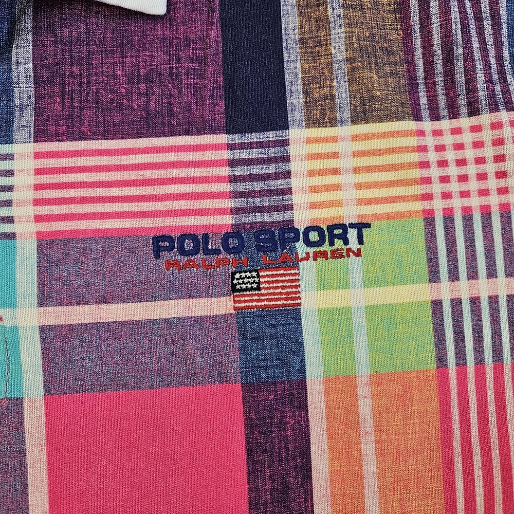 Ralph Lauren Polo Sport Classic Fit Pink Madras Plaid Rugby Shirt Men's Size XXL - Picture 2 of 6